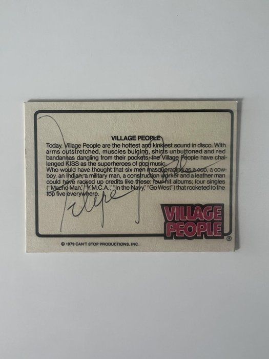 Lot 574: Village People Felipe Rose signed trading card