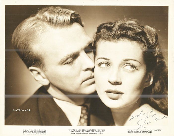 Lot 615: Night Has a Thousand Eyes  John Lund Signed Movie Photo
