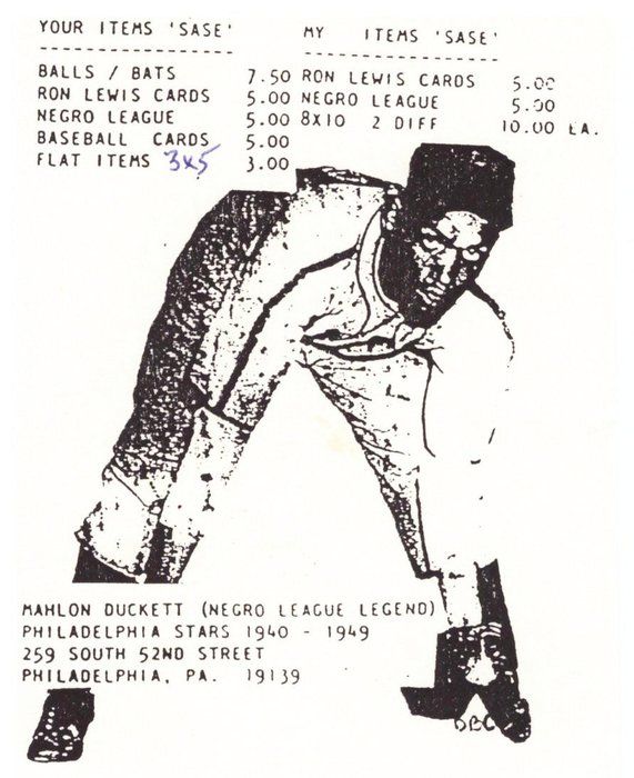 Lot 643: MLB Star Mahlon Duckett signed print.