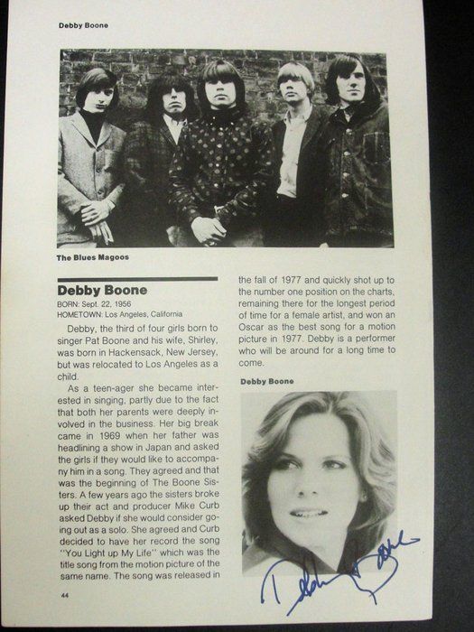 Lot 656: Debby Boone signed book photo