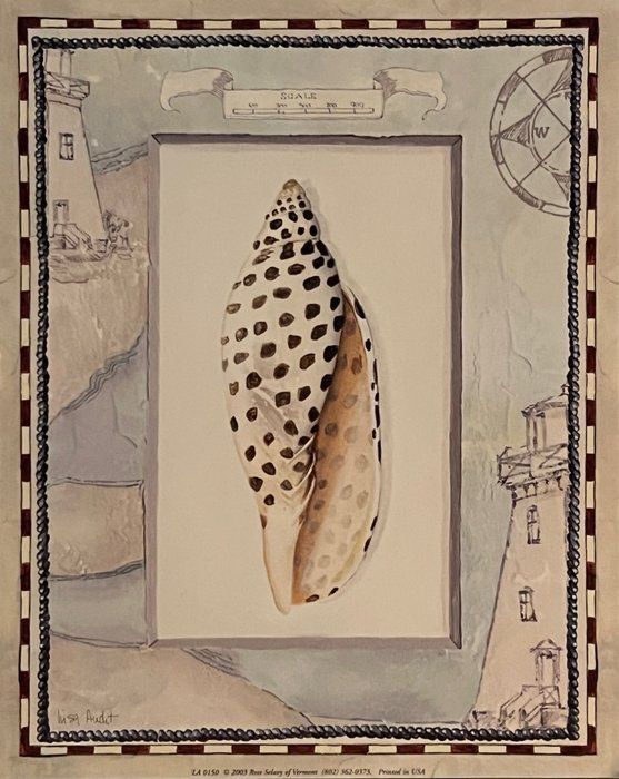 Lot 60: Vintage Lighthouse Seashell Art Print