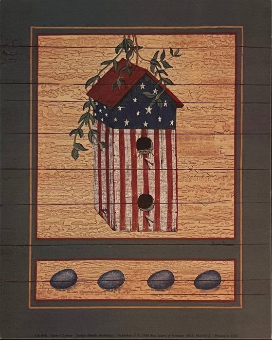 Lot 70: Country Folk Art USA Birdhouse Art Print