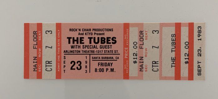 Lot 82: The Tubes ticket Arlington Theatre 09/23/83