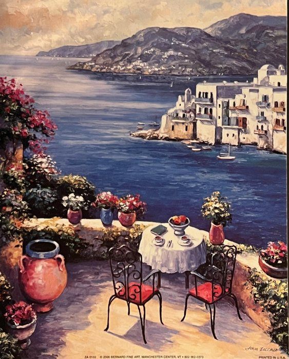 Lot 87: John Zaccheo Italian Seaside Art Print