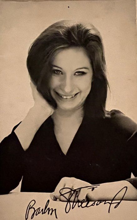 Lot 165: Barbra Streisand facsimile signed photo. 3x5 inches