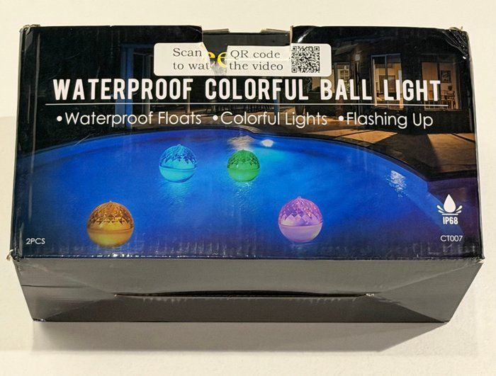 Lot 166: 2 Piece Waterproof Colorful Floating Ball Lights. New