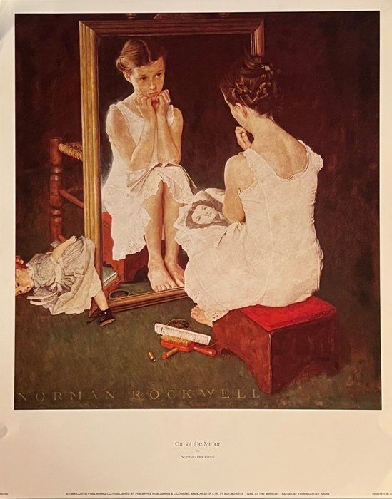 Lot 185: Norman Rockwell Girl At the Mirror Art Print