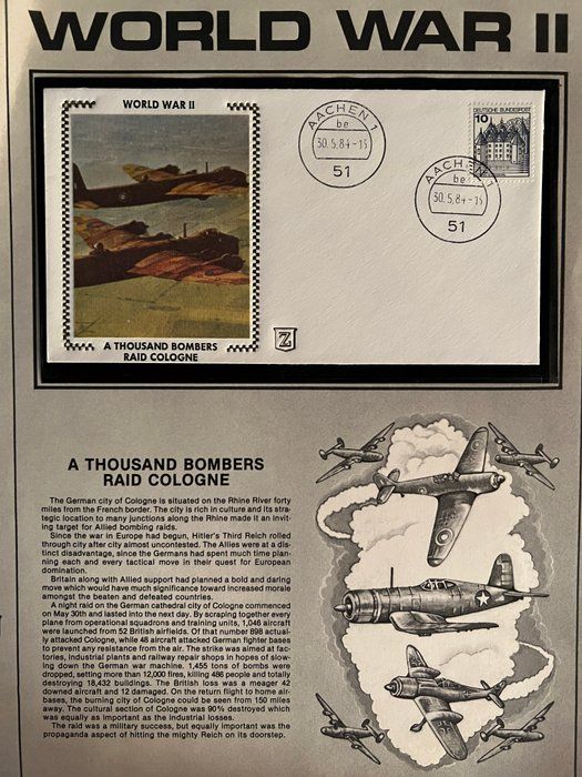 Lot 314: Thousand Bombers FDC. 3x6 inches