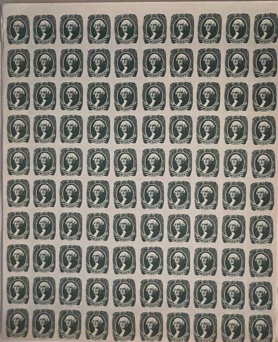 Lot 342: Confederate States 1938 Springfield facsimile stamp sheet. 5 sheets of 100. 9x11 inches