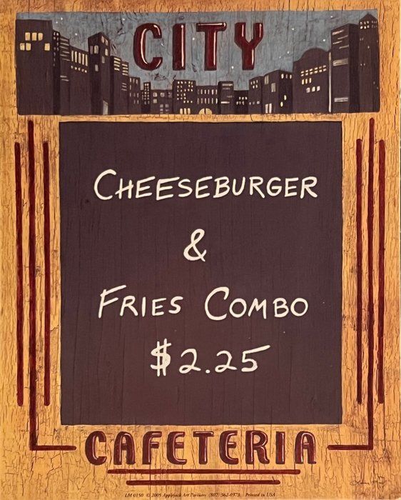 Lot 351: Vintage City Cafe Menu Art Print