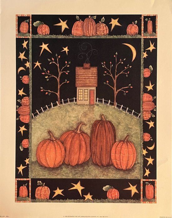 Lot 369: Vintage Country Fall Pumpkin Farmhouse Art Print