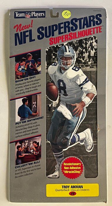 Lot 384: 1992 Vintage NFL Dallas Cowboys Troy Aikman Super Silhouette Miracle Cling