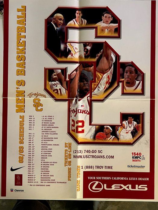 Lot 385: USC Trojans Mens Basketball 2002-2003 Schedule Poster