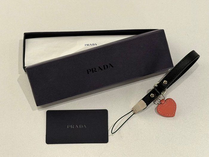 Lot 435: Prada Leather Saffiano Heart Wrist Strap Lanyard