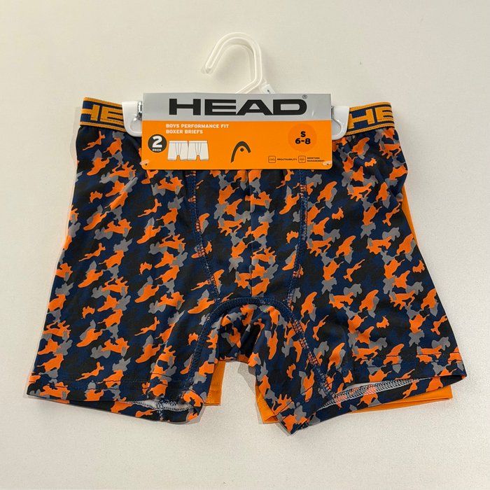 Lot 567: Head brand boys Boxer briefs 2 pack Size small 6/8. New with tags.
