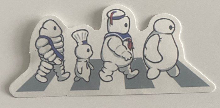 Lot 569: Michelin Man Pillsbury Doughboy "Abbey Road" inspired sticker