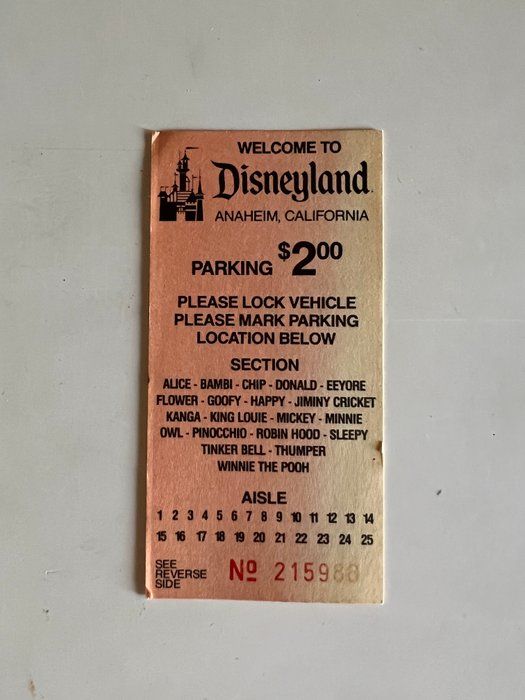 Lot 574: Disneyland park Vintageing ticket