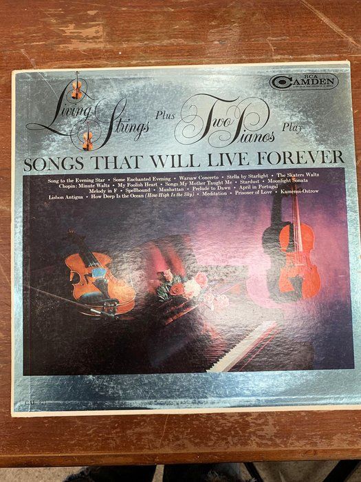 Lot 590: Living Strings Plus Two Pianos ‎– Play Songs That Will Live Forever – Album