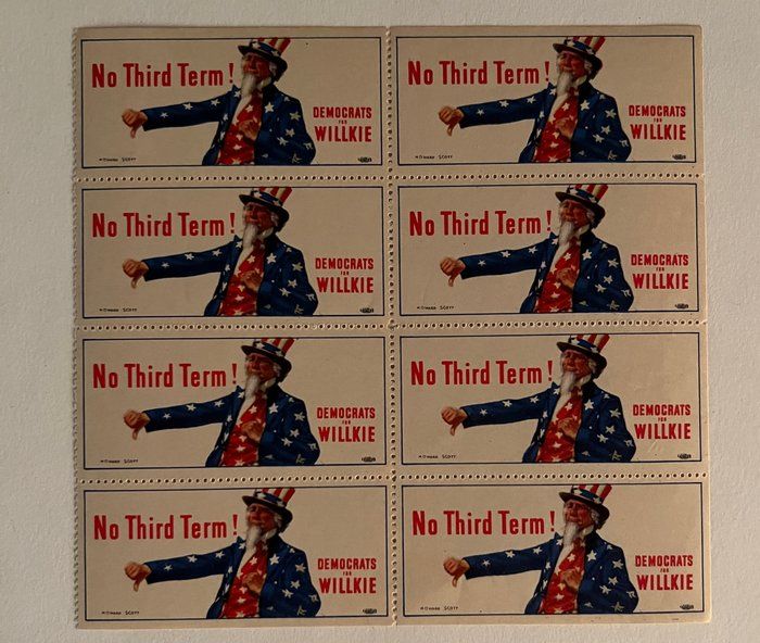 Lot 650: Democrats for Willkie stamp sheet