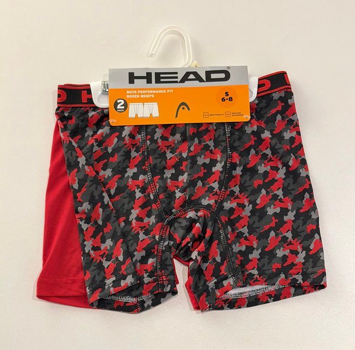 Lot 654: Head brand boys Boxer briefs 2 pack Size small 6/8. New with tags.