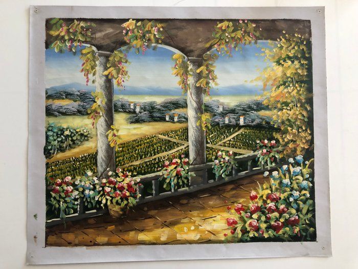 Lot 656: Countryside Scene Landscape original painting on canvas