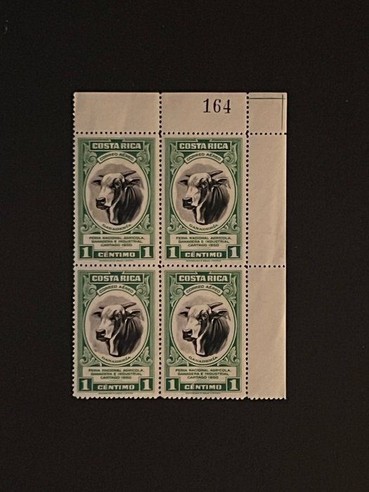 Lot 676: Costa Rica 1 Centimo Stamp. Quantity of 4