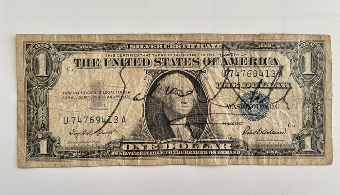 Lot 84: Salvador Dali signed 1957 dollar bill