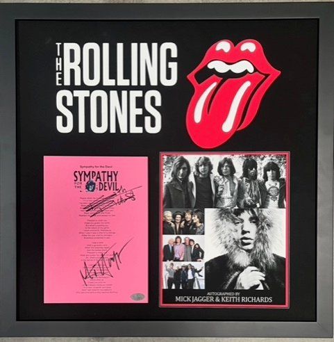 Lot 125: The Rolling Stones signed Sympathy for the Devil lyrics collage