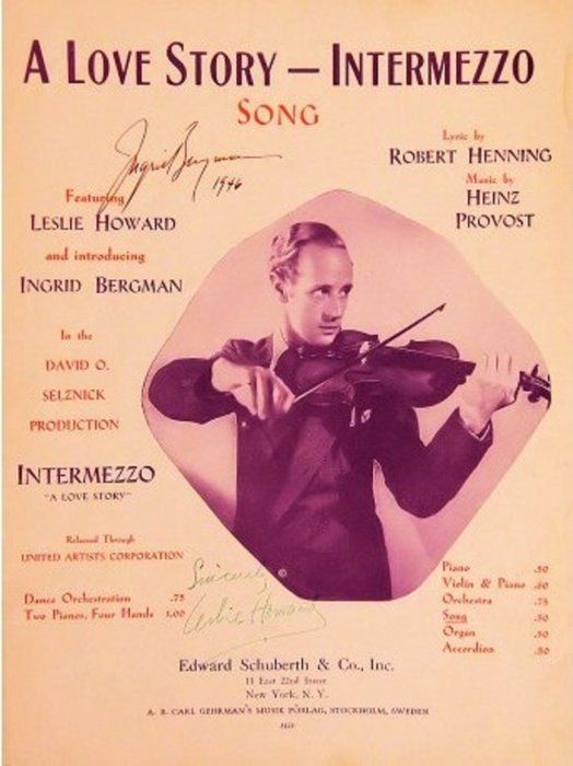 Lot 144: Leslie Howard and Ingrid Bergman signed sheet music