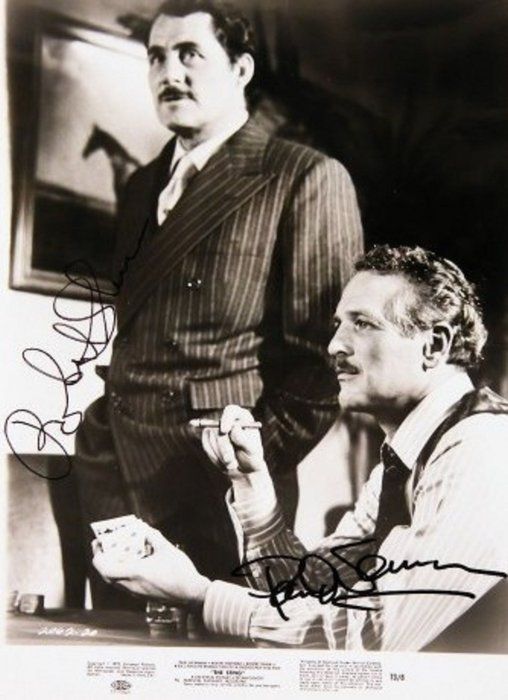 Lot 244: The Sting Paul Newman and Bob Shaw signed movie still photo