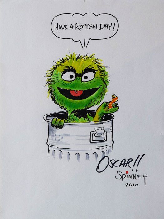 Lot 333: Oscar The Grouch sketch signed by Caroll Spinney