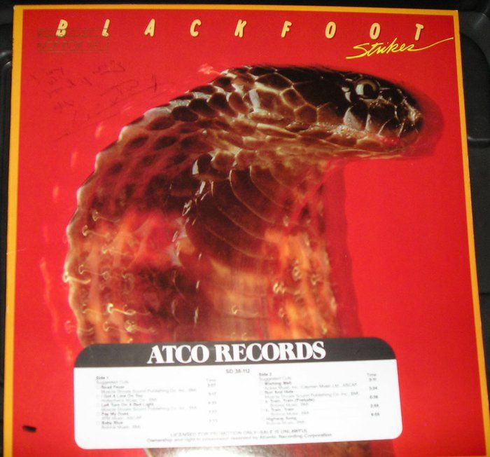 Lot 25: Blackfoot signed Strikes album