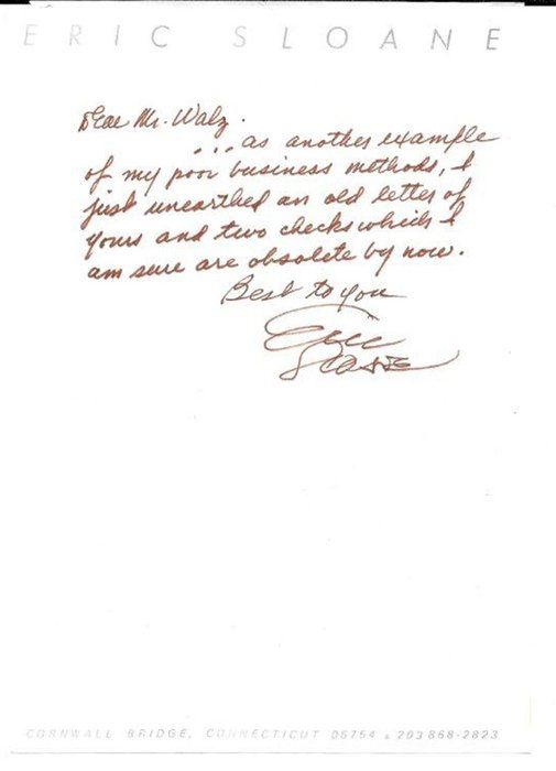 Lot 35: Eric Sloan handwritten signed letter