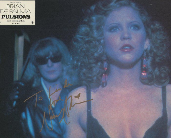 Lot 123: Pulsions (French version of Dressed to Kill) Nancy Allen  signed lobby card