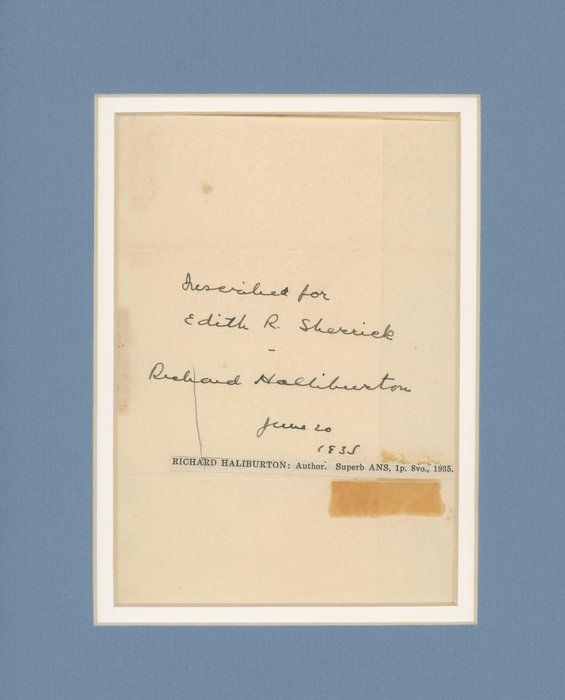 Lot 205: Richard Haliburton signed note