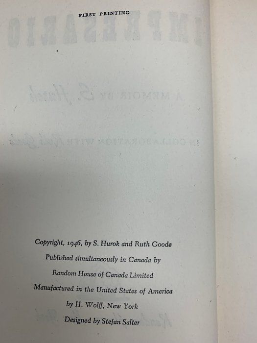 Lot 219: Impresario first edition book