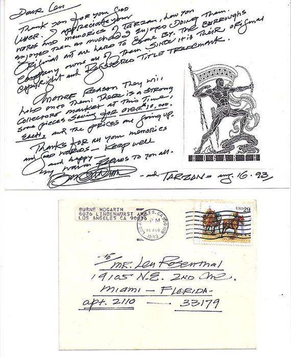 Lot 354: Tarzan Newspaper Cartoonist Burne Hogarth signed letter