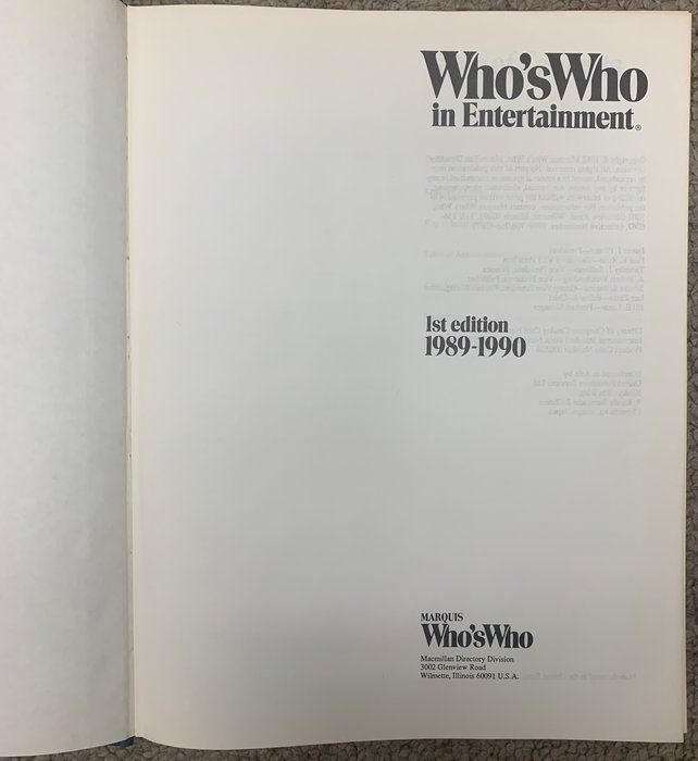 Lot 452: Who's Who in Entertainment first edition book
