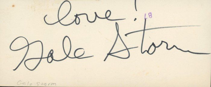 Lot 541: The Texas Rangers Gale Storm signature cut