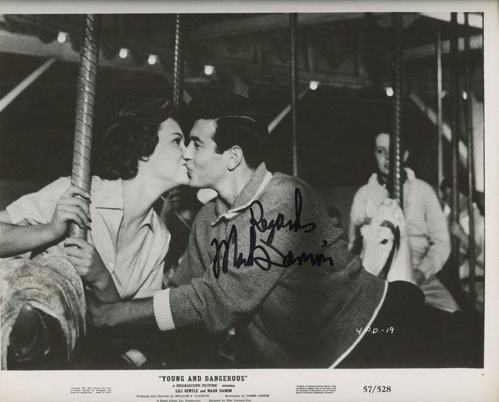 Lot 544: Young and Dangerous Mark Damon signed movie photo