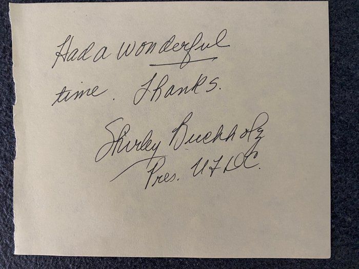 Lot 647: Shirley Buchholz  President of  UFDC signed note