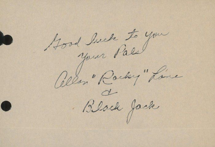 Lot 654: Mister Eds Voice Allan "Rocky" Lane signed note
