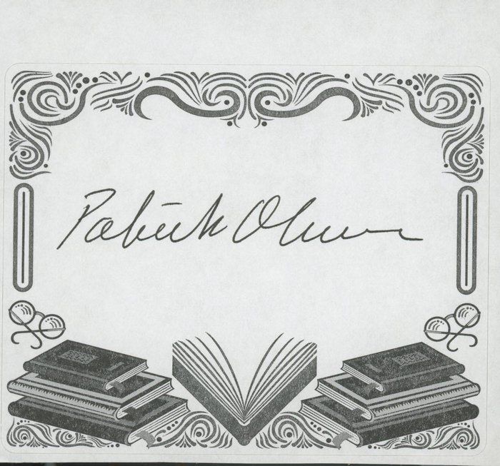 Lot 658: Patrick O'Connor signed book plate