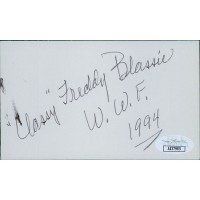 Lot 678: WWF Wrestler Freddie Blassie Signed Index Card
