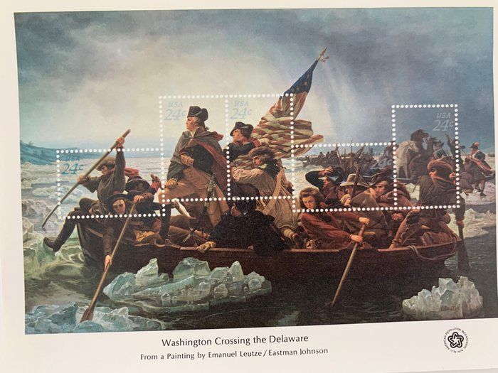 Lot 26: 1976 Bicentennial Souvenir Stamp Sheet: Washington Crossing the Delaware