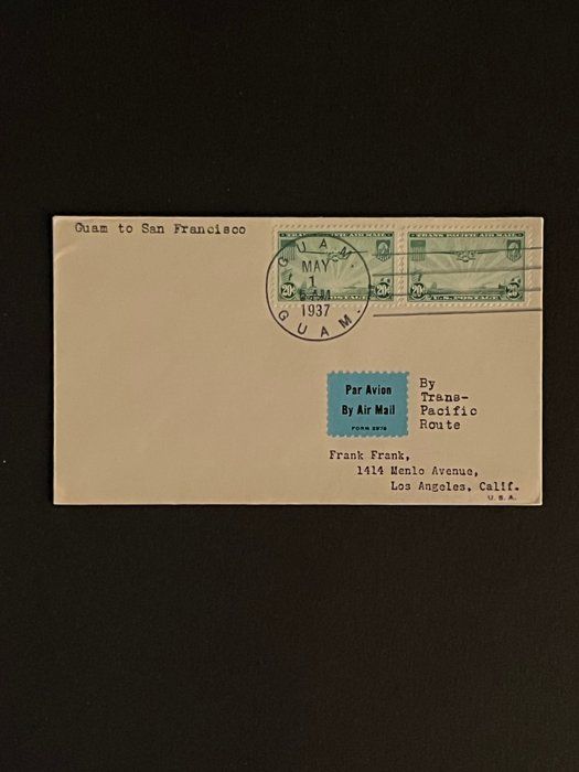 Lot 31: 1037 Guam to San Francisco CA First Day Cover