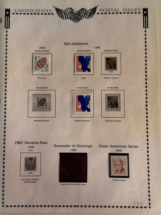 Lot 52: 1998 U.S. Self-Adhesive Stamp Varieties & Great Americans Collection