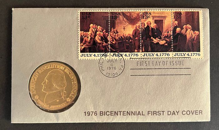 Lot 58: US Bicentennial FDC with commemorative coin