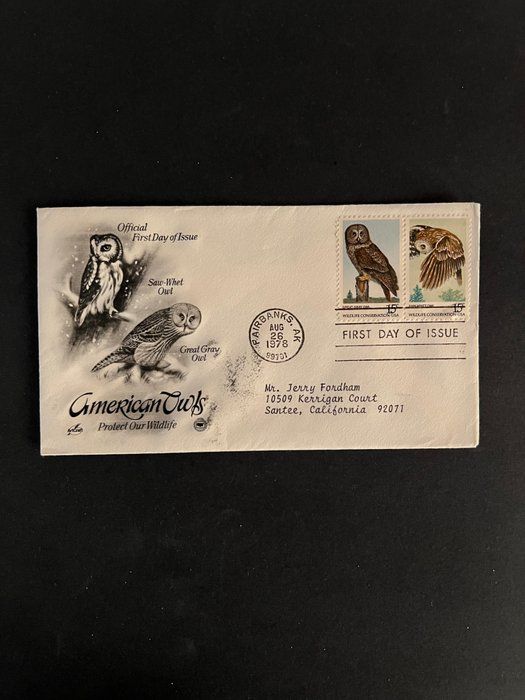 Lot 71: American Owls First Day Cover