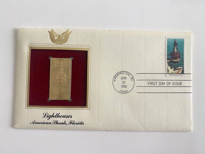 Lot 81: Lighthouses American Shoals, Florida Gold Stamp Replica First Day Cover